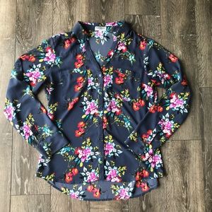 Express Blue Floral Portofino Shirt
